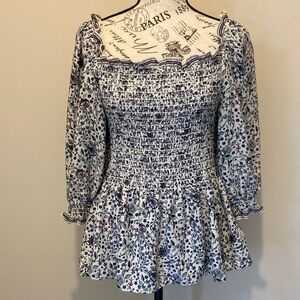 Max Studio boho Floral Smocked Women's Top Sz XL